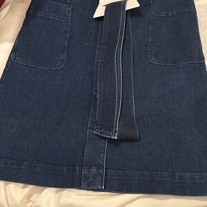 LOFT Navy A-Line Skirt with Belt